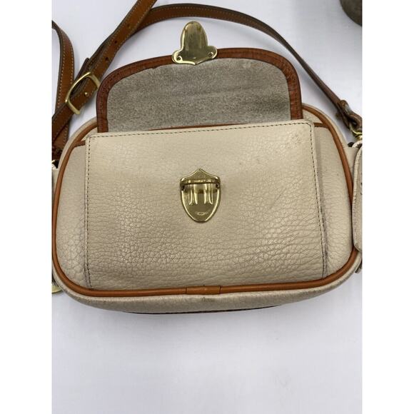 Dooney & Bourke Vintage Beige Brown Pebbled Leather Flap Convertible Crossbody - Picture 5 of 15